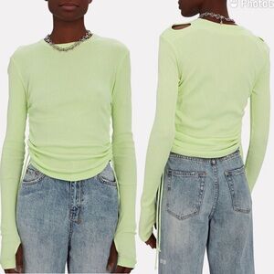 NWT Helmut Lang Double Rib Ruched Cotton Top